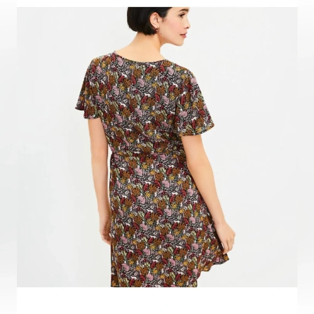 Ann Taylor LOFT Paradise Lost Jungle Safari Dress Pintuck Size Large Brown Pink - Picture 6 of 13